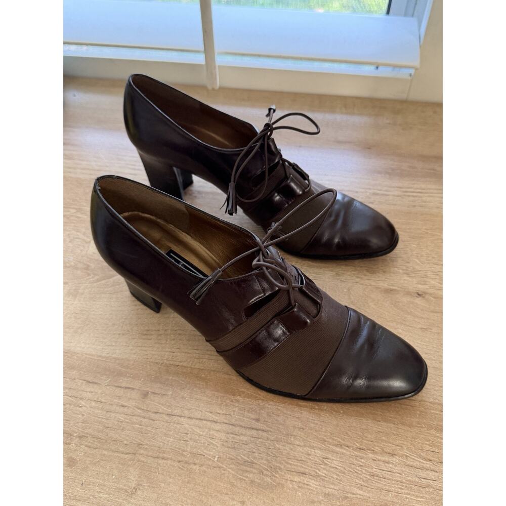 Stuart Weitzman Chocolate Brown Chunky Heel Bootie Vintage CBK 90s Minimalist